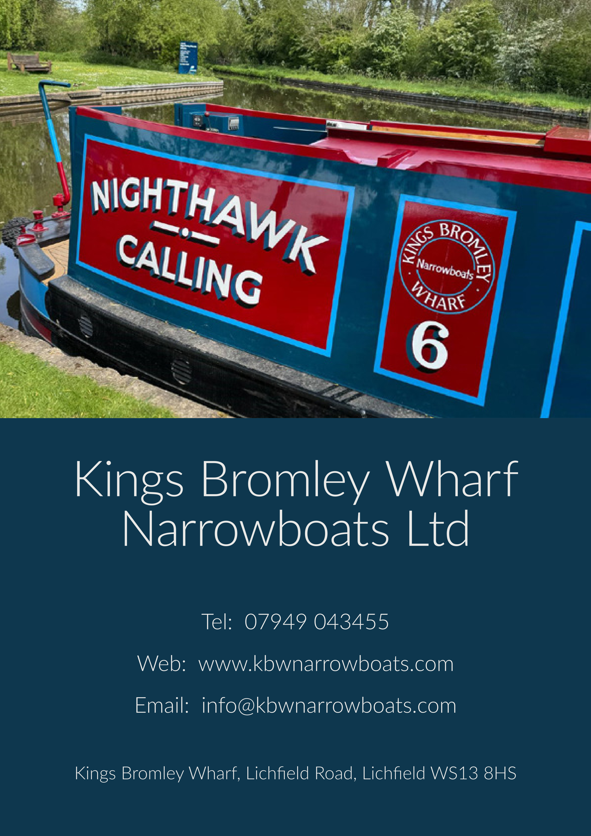 Kings Bromley Wharf Narrowboats brochure cover